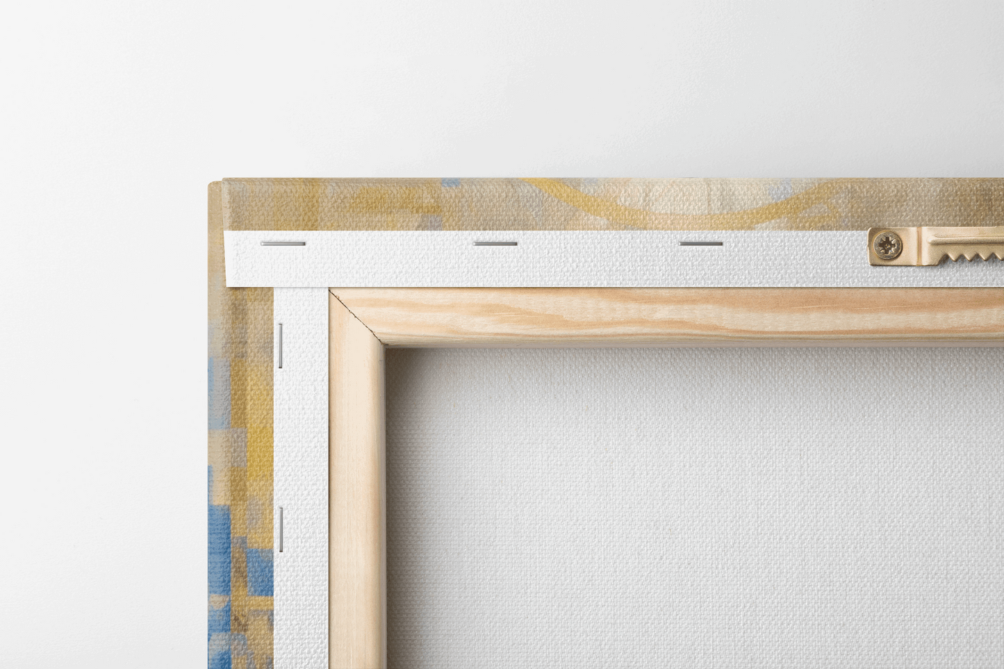 Back side of Canvas Wall Art Portrait of Jesus Christ standing in front of a abstract blue background