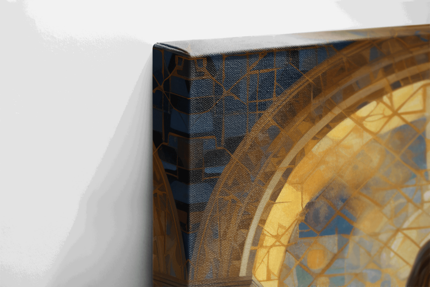 Side view of Canvas Wall Art Realistic Oil Painting of Jesus Christ reading Bible while sitting on a throne in a Catholic chapel