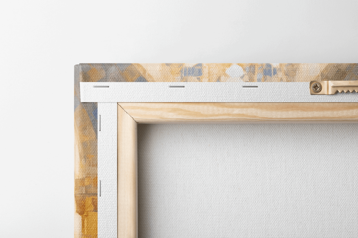 Back view of Canvas Wall Art Painting of a woman praying in a Catholic chapel with a mosaic style walls