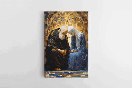 Canvas Wall Art Oil Painting of Abraham and Sarah praying together