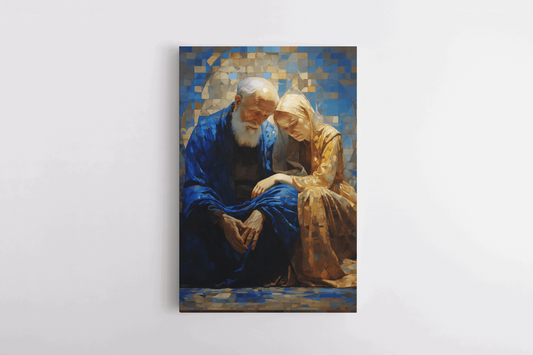 Canvas Wall Art Painting of Abraham and Sarah sitting in a Catholic chapel