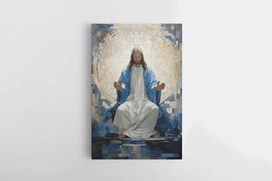 Canvas Wall Art Catholic Oil Painting of Jesus Christ Sitting in a chapel in front of a window