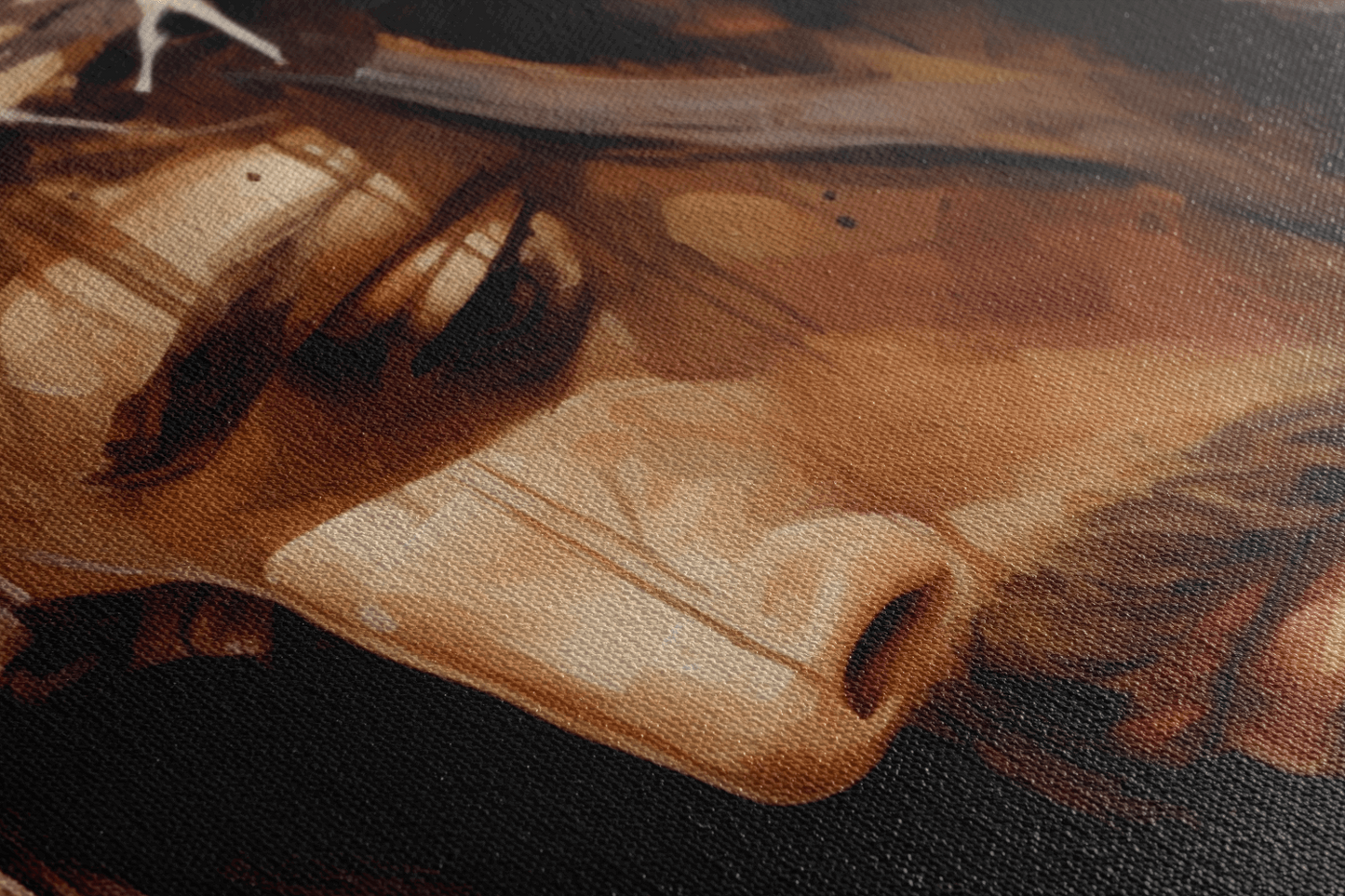Detailed Closeup of Print on Canvas Wall Art Oil Painting of Jesus Christ with a crown of thorns 