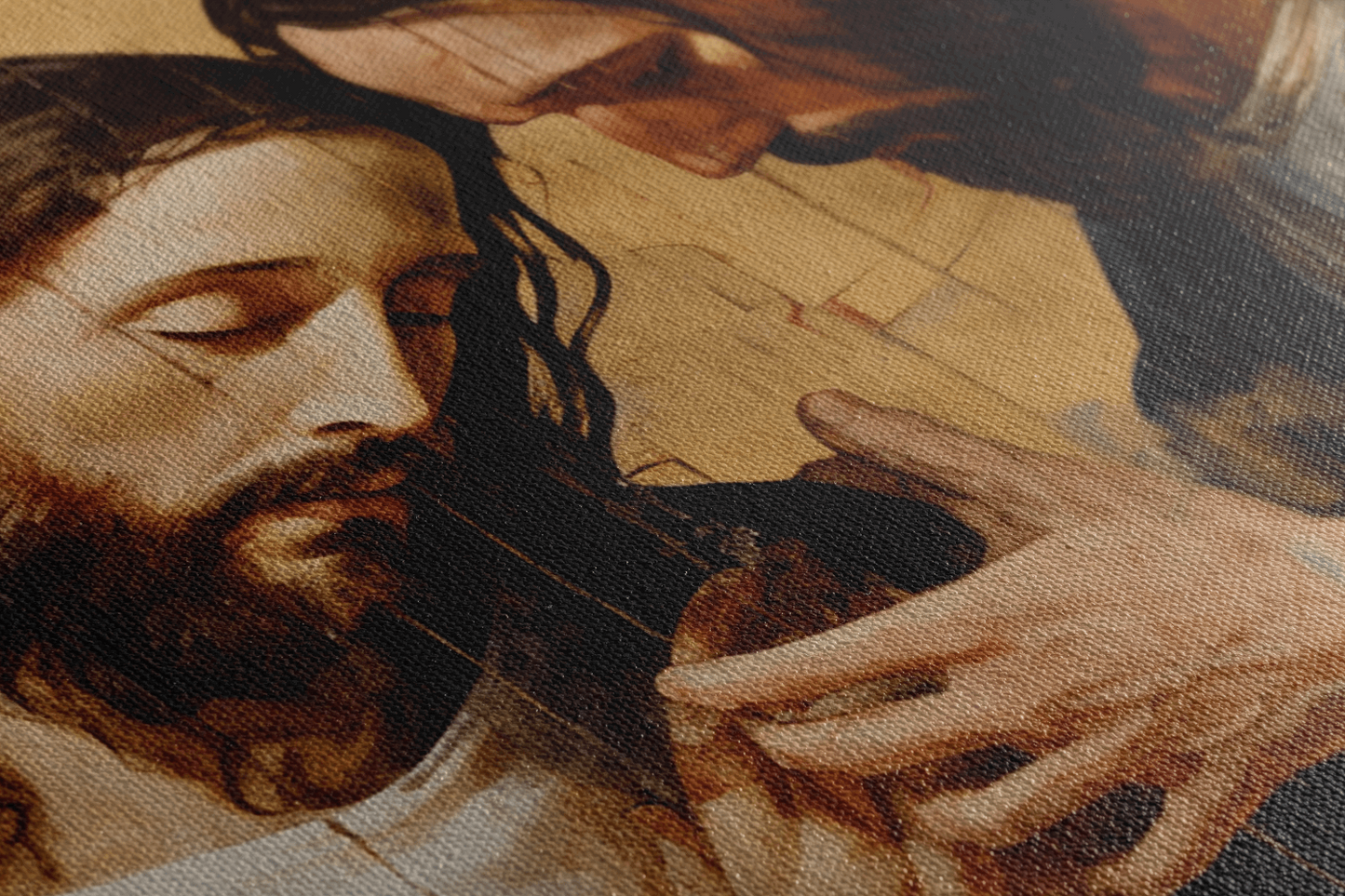 Detailed closeup of Canvas Wall Art Christian Painting of Jesus Christ healing a man