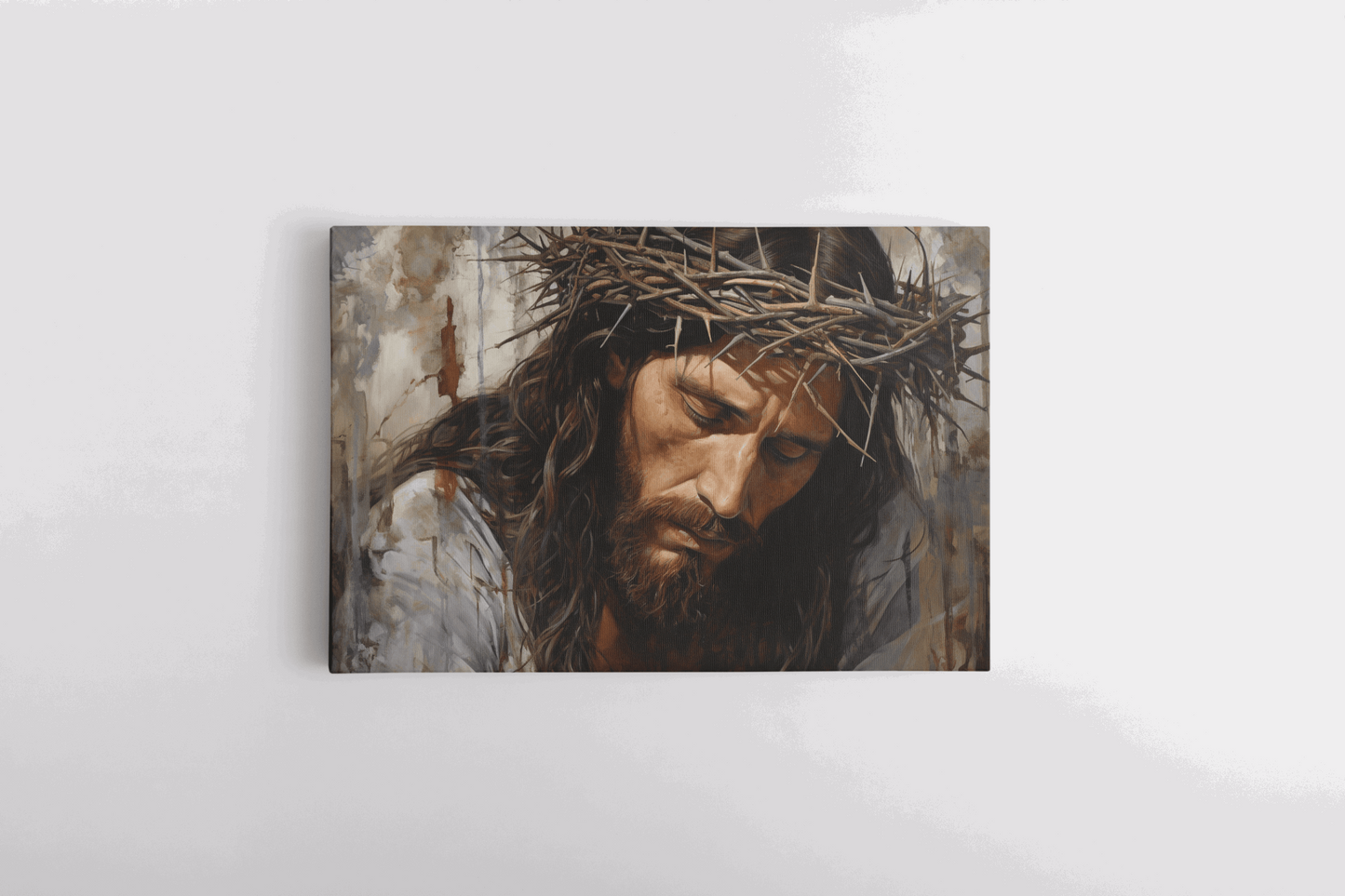 Canvas Wall Art Painting of Jesus Christ with a crown of thorns on his head