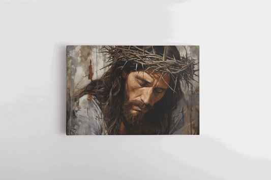 Canvas Wall Art Painting of Jesus Christ with a crown of thorns on his head