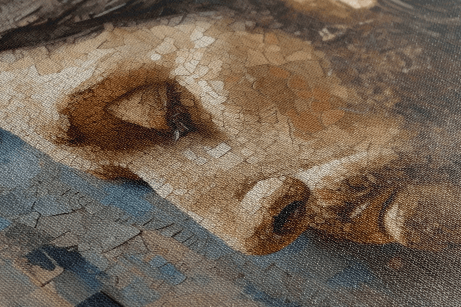 Detailed closeup of Canvas Wall Christian Mosaic Style Art Painting of a side profile of Jesus Christ