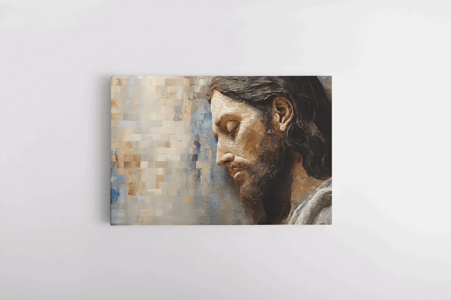 Canvas Wall Christian Mosaic Style Art Painting of a side profile of Jesus Christ