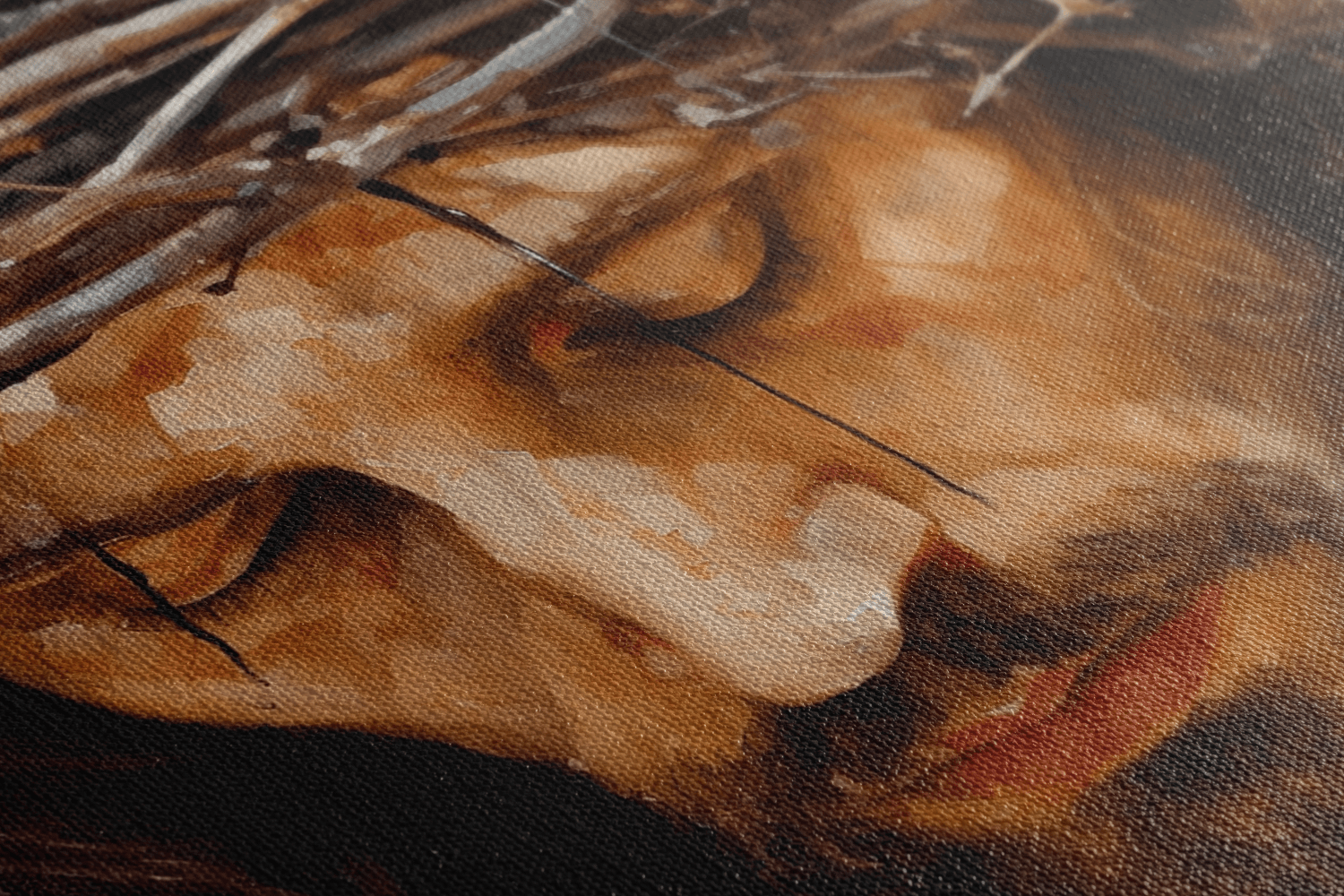 Detailed closeup of Canvas Wall Art Christian Painting of a Closeup Portrait of Jesus Christ