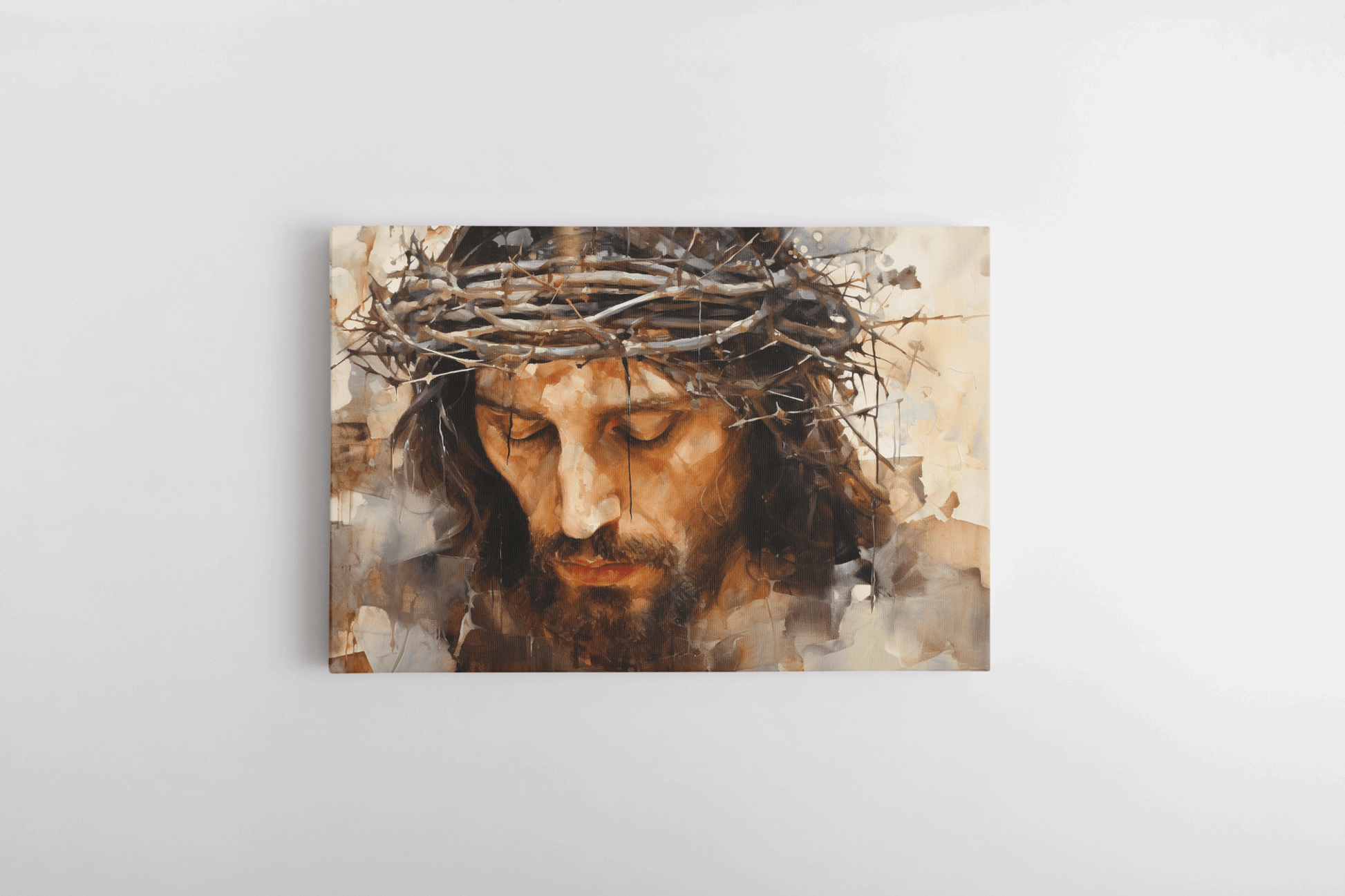 Canvas Wall Art Christian Painting of a Closeup Portrait of Jesus Christ