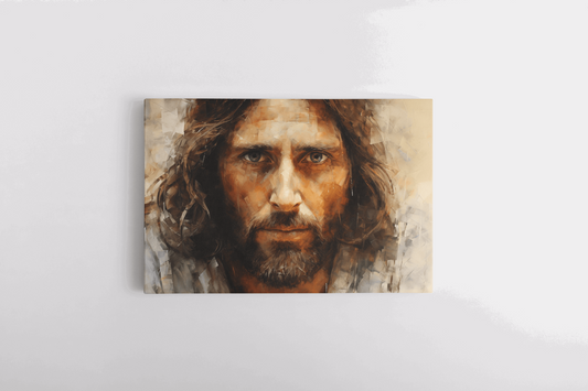 Canvas Wall Art Oil Painting Portrait of Jesus Christ with expressive brush strokes