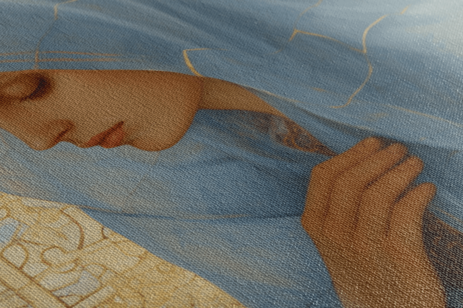 Detailed closeup of Canvas Wall Art Oil Painting of Mary Magdalene praying in a Christian Chapel