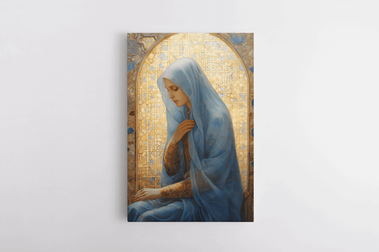 Canvas Wall Art Oil Painting of Mary Magdalene praying in a Christian Chapel