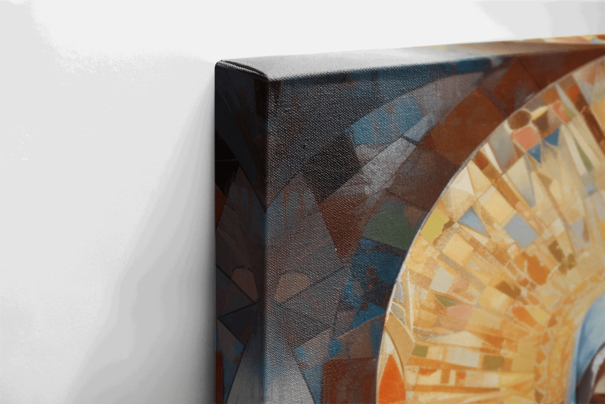 Side view of Canvas Wall Art of a painting of Mary Virgin of God praying in a Catholic Chapel