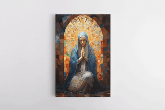 Canvas Wall Art of a painting of Mary Virgin of God praying in a Catholic Chapel